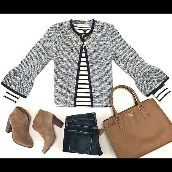 Loft Navy Cream Tweed Boucle Jacket - Picture 4 of 6